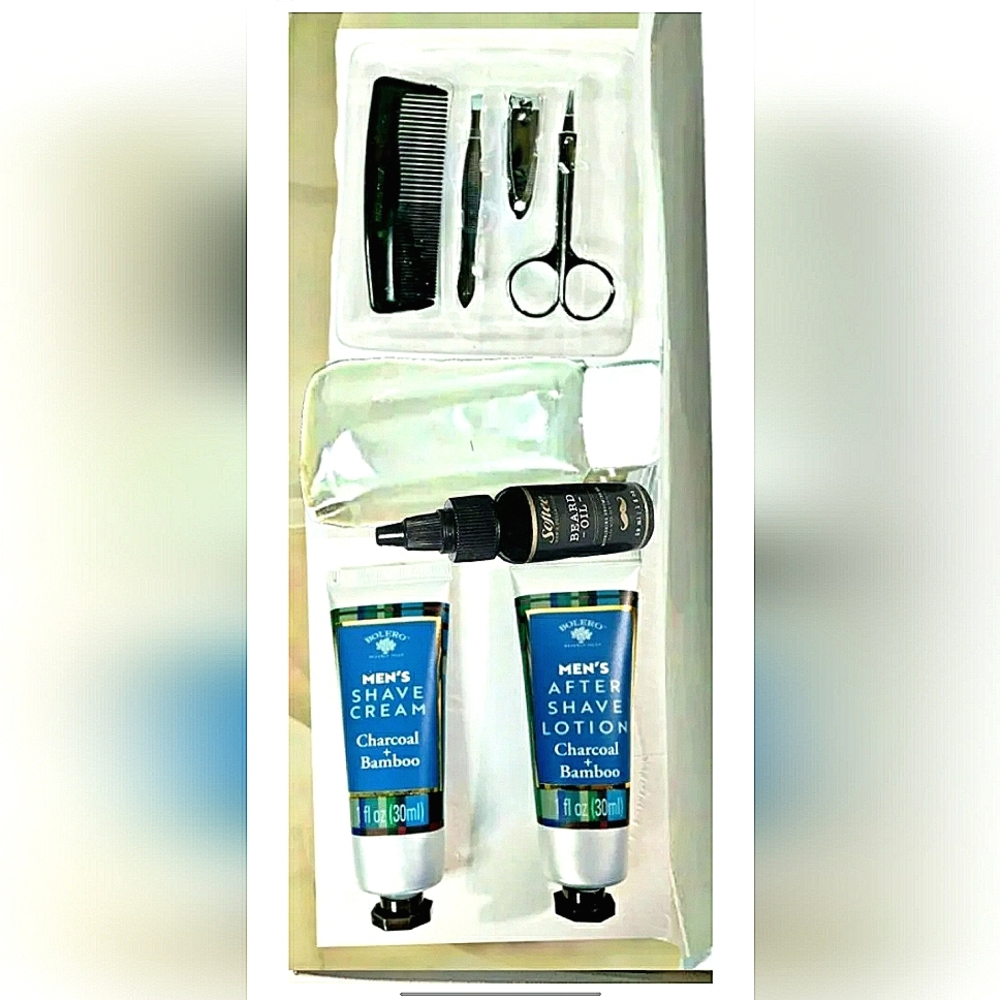 8 PC. Mens Grooming Beard Comb Box Kit! Shave Cream, After Shave, Shampoo, Oil +